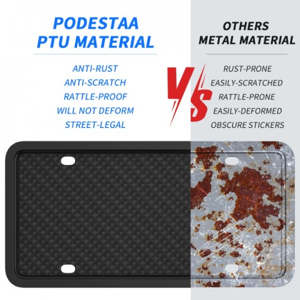 YIDEEAUTO License Plate Frames,2 Pack Black TPU Lisence Plate Frame,Front License Plate Holders Bracket for US Vehicles Rear