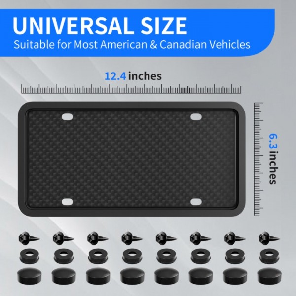 YIDEEAUTO License Plate Frames,2 Pack Black TPU Lisence Plate Frame,Front License Plate Holders Bracket for US Vehicles Rear