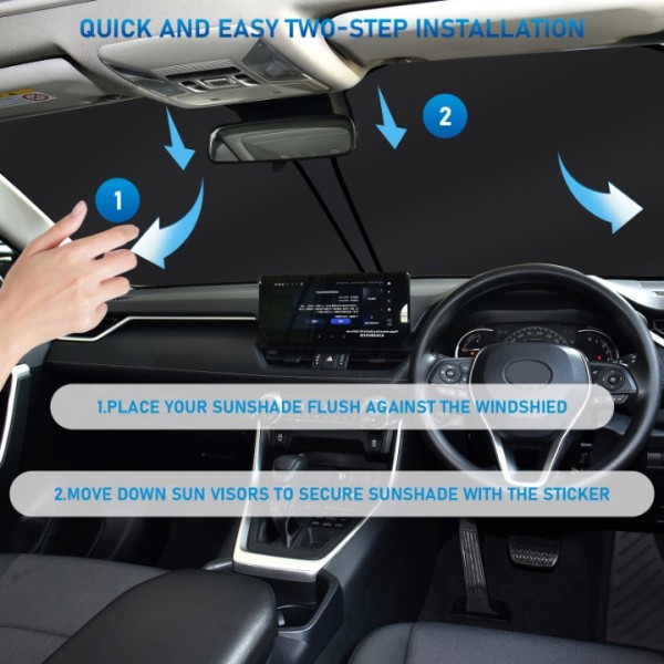 YIDEEAUTO Windshield Sun Shade for Toyota RAV4 2019 2020 2021 2022 2023 2024, Foldable RAV 4 SUV Sunshade Front Car Window Sun Visor Protector