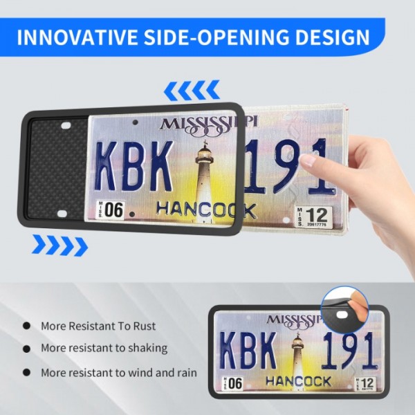 YIDEEAUTO License Plate Frames,2 Pack Black TPU Lisence Plate Frame,Front License Plate Holders Bracket for US Vehicles Rear