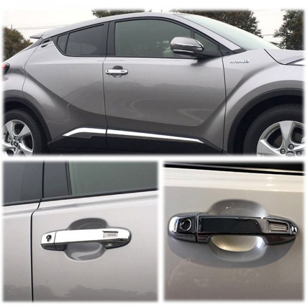 YIDEEAUTO Chrome 2 Door Handle Cover for 2017-2023 Toyota C-HR W/O Passenger Side Keyhole With Smart Keyhole